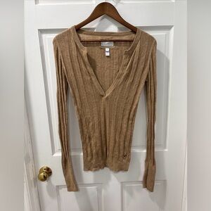 Y2K American Eagle Women’s Sweater Size L Tan Bella Swan Style Mint Condition